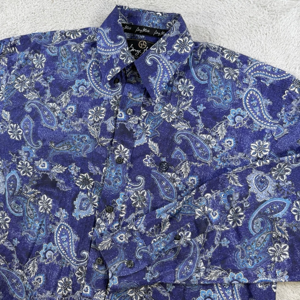 Wrangler George Strait Shirt Mens Medium Purple Paisley Rodeo Western Cowboy
